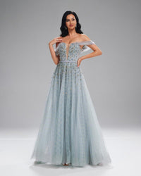 HKM-026515 Silver Evening Dress for Women - Model EZ25196