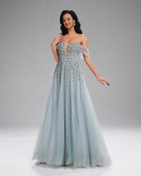 HKM-026515 Silver Evening Dress for Women - Model EZ25196