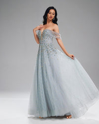HKM-026515 Silver Evening Dress for Women - Model EZ25196