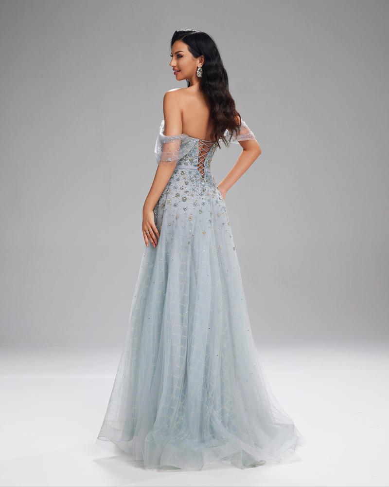 HKM-026515 Silver Evening Dress for Women - Model EZ25196