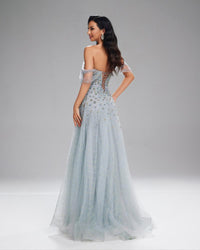 HKM-026515 Silver Evening Dress for Women - Model EZ25196