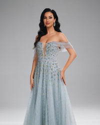 HKM-026515 Silver Evening Dress for Women - Model EZ25196