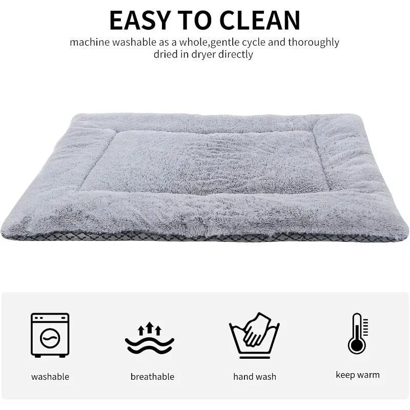 HKM-586003 Premium Washable Plush Dog Bed Mat and Cat Cushion – Soft, Dual-Purpose Mattress for Small, Medium, and Large Pets