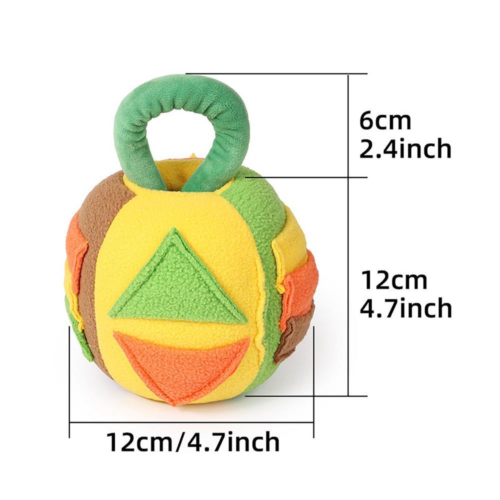 HKM-596883 Interactive Plush Dog Squeaky Ball Toy with Treat Dispenser for Small to Medium Dogs, Soft Rubber Teeth Cleaning Chew Toy