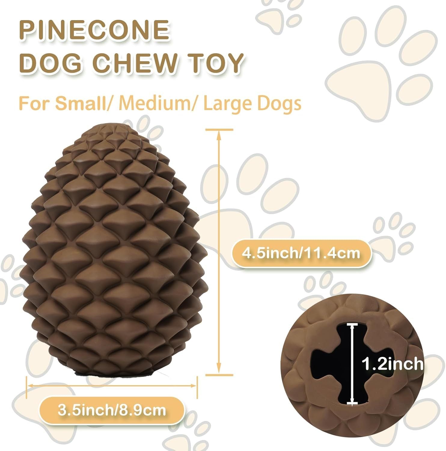HKM-268051 Indestructible Pine Cone Dog Toy with Treat Dispenser for Medium to Large Dogs