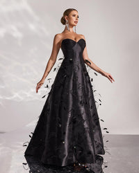 HKM-632147 Elegant Black Evening Gown for Women - Perfect for Formal Occasions and Special Events