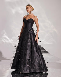 HKM-632147 Elegant Black Evening Gown for Women - Perfect for Formal Occasions and Special Events