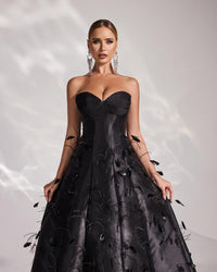 HKM-632147 Elegant Black Evening Gown for Women - Perfect for Formal Occasions and Special Events
