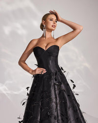 HKM-632147 Elegant Black Evening Gown for Women - Perfect for Formal Occasions and Special Events