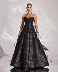 HKM-632147 Elegant Black Evening Gown for Women - Perfect for Formal Occasions and Special Events