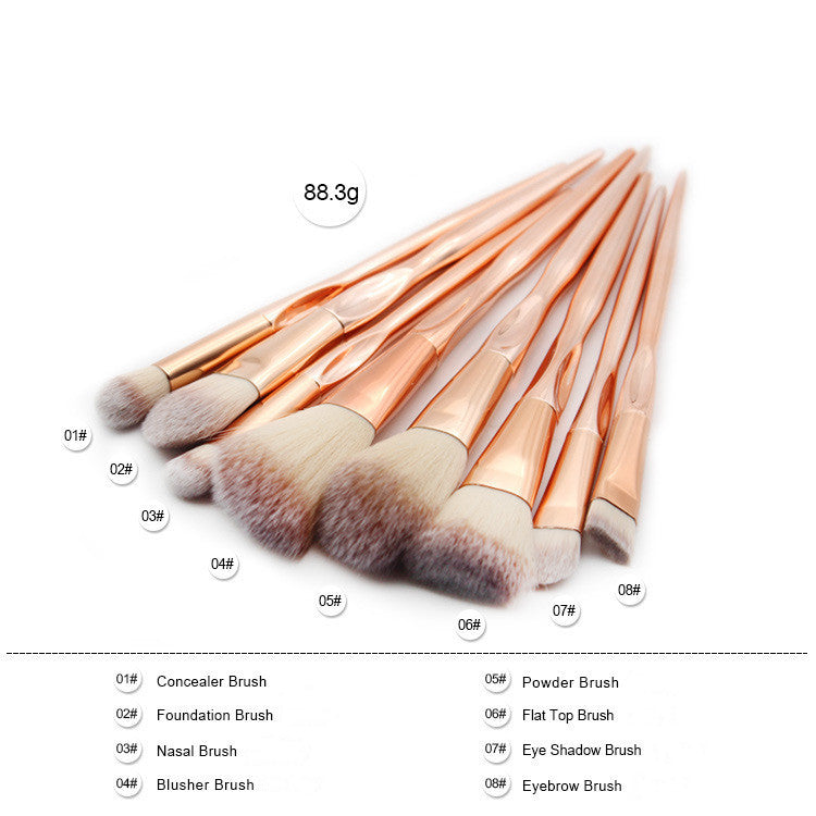 HKM-084819 4-Piece Nylon Makeup Brush Set with Long Plastic Handles and 2cm Hair Length
