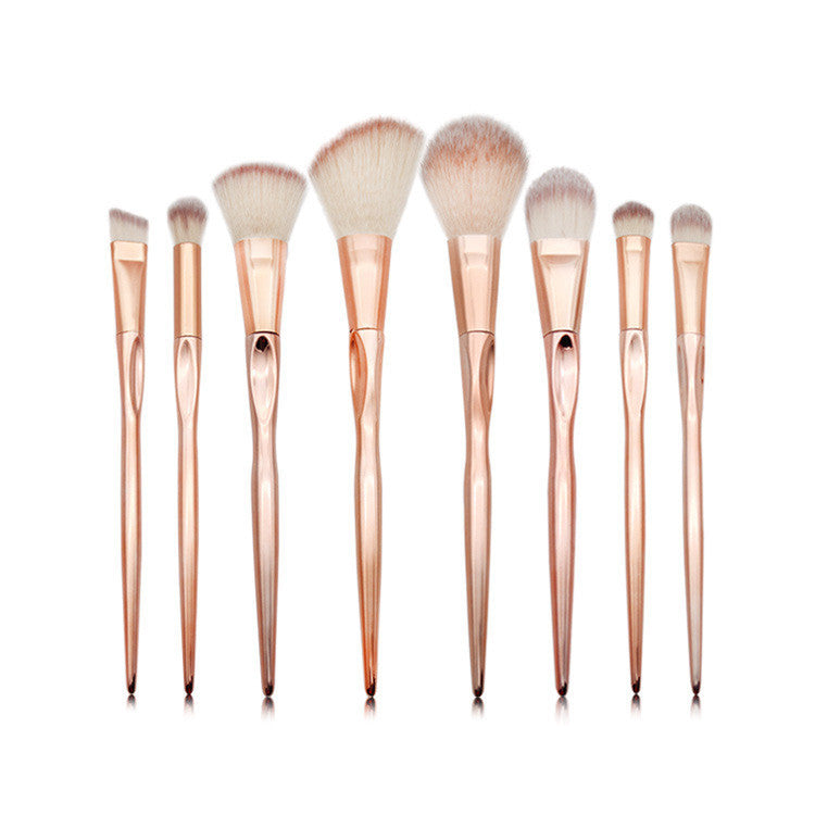 HKM-084819 4-Piece Nylon Makeup Brush Set with Long Plastic Handles and 2cm Hair Length