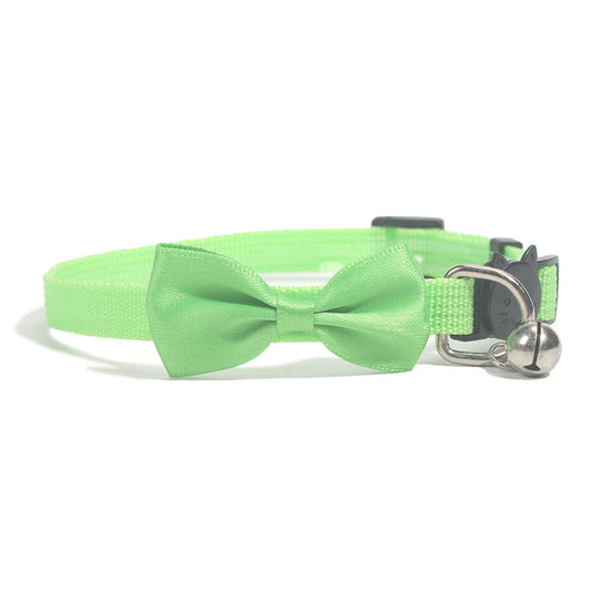 HKM-123667 Adjustable Multicolor Nylon Bowknot Collar for Cats with Safety Buckle and Bell