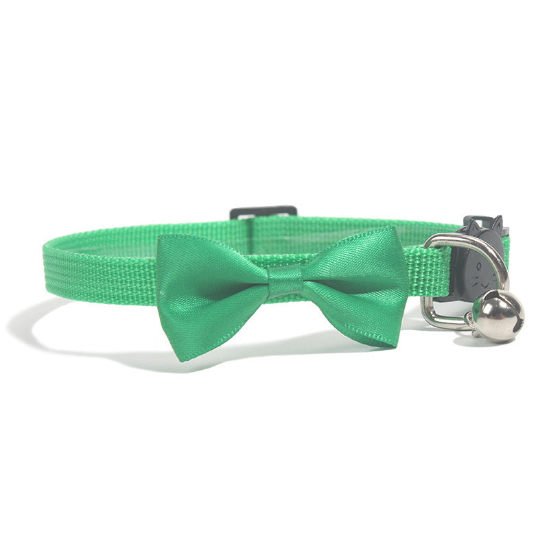 HKM-123667 Adjustable Multicolor Nylon Bowknot Collar for Cats with Safety Buckle and Bell