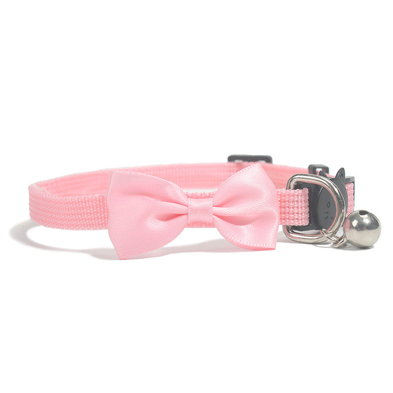 HKM-123667 Adjustable Multicolor Nylon Bowknot Collar for Cats with Safety Buckle and Bell
