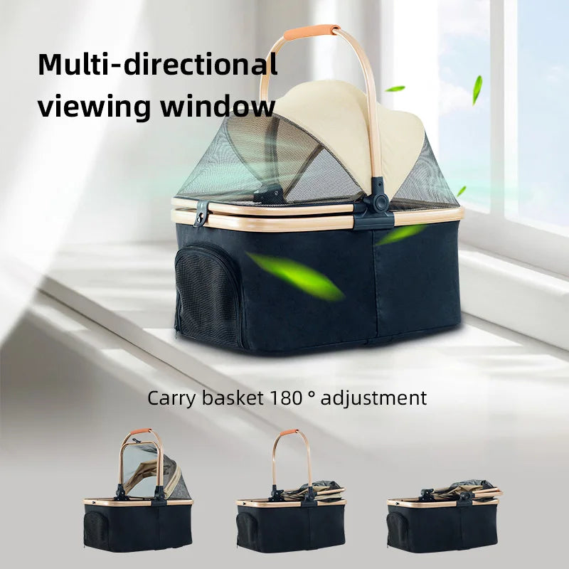 JMT-814794 Lightweight Gold Colour Foldable Pet Stroller for Easy Travel and Outdoor Use