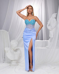 HKM-532691 Elegant Blue Evening Gown for Formal Events, Model EZ25160