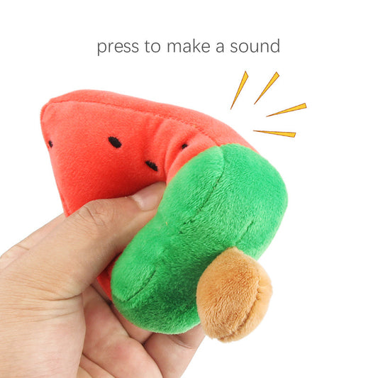 HKM-054163 Plush Watermelon Popsicle Bite-Resistant Pet Toy for Dogs - 14.5cm