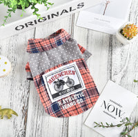 HKM-901715 Casual Spring and Summer Plaid Shirts for Small Pets in Yellow and Orange