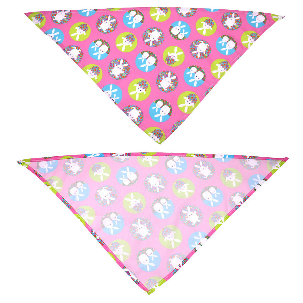 HKM-029011 Easter-Inspired Triangle Pet Scarf Towel for Medium to Large Dogs