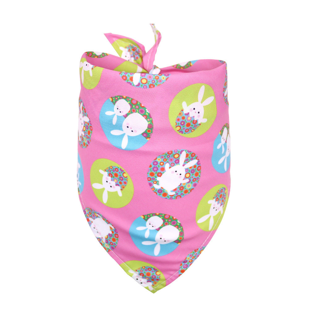 HKM-029011 Easter-Inspired Triangle Pet Scarf Towel for Medium to Large Dogs