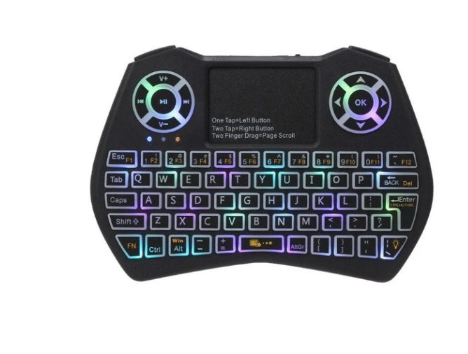 KTX-728915 Mini Wireless QWERTY Keyboard with Touchpad and RGB Backlight, Compatible with PC and Smart TV, 10M Wireless Range, Rechargeable Battery