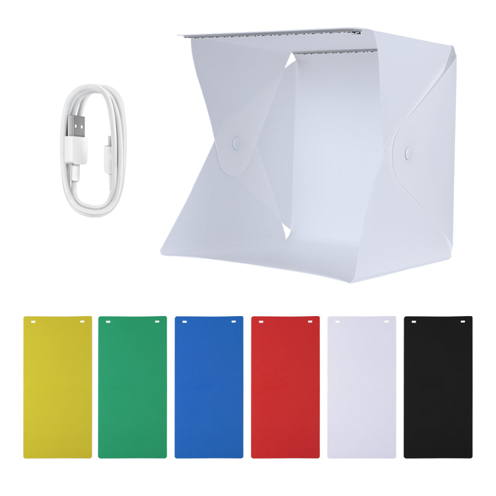 KTX-183123 20cm Portable Pop-Up LED Light Box for Personal Photography with Black and White Backgrounds