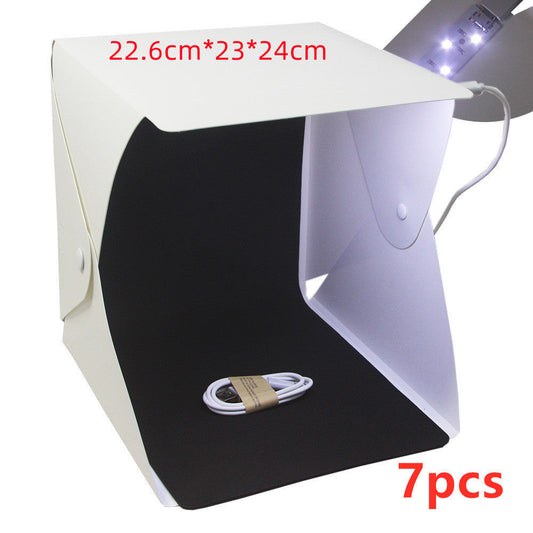 KTX-183123 20cm Portable Pop-Up LED Light Box for Personal Photography with Black and White Backgrounds
