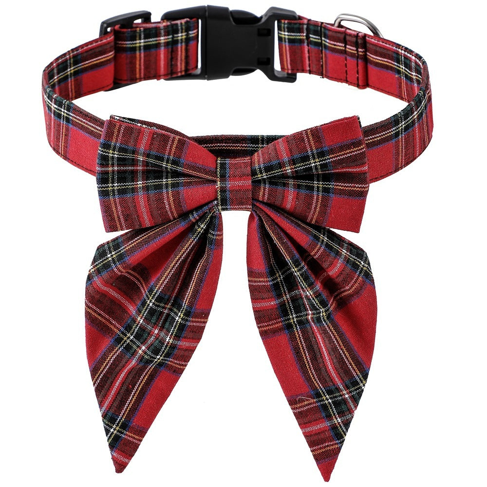 HKM-120211 Festive Plaid Dog Collar Bow Tie for Christmas ¨C Red, Green, and Snowflake Designs