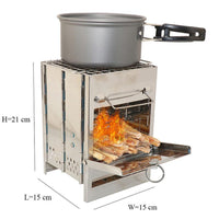 HKM-038355 Adjustable Folding Wood Stove for Camping, Outdoor Cooking and BBQ