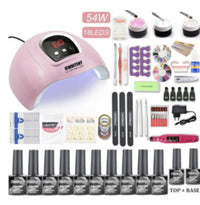 HKM-468243 80W Nail Phototherapy Lamp Set with Gel Nail Polish in 20 Colors and Base/Top Coat