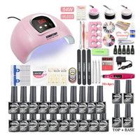 HKM-468243 80W Nail Phototherapy Lamp Set with Gel Nail Polish in 20 Colors and Base/Top Coat