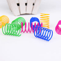 HKM-181779 Interactive Plastic Spring Cat Toy - 4 Pack, Mixed Colors, 4.5CM Length