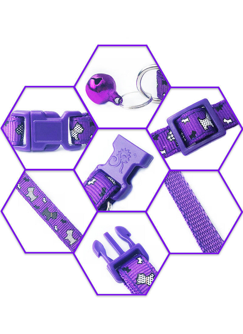 HKM-691923 Cartoon Pattern Adjustable Dog and Cat Collar - 1.0cm Width, 19-32cm Adjustable Range
