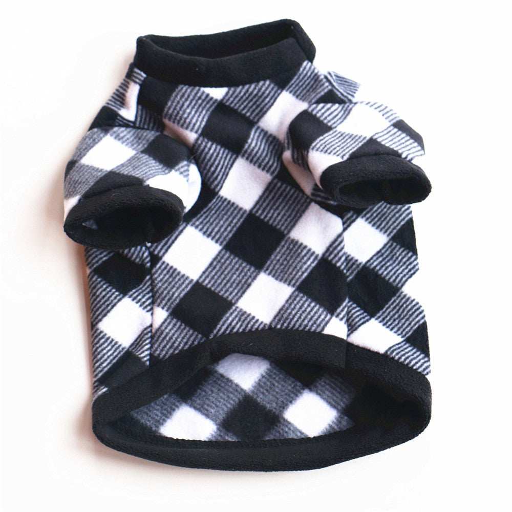 HKM-751379 Cozy Black and White Polar Fleece Jacket for Pets - Casual Fall/Winter Style