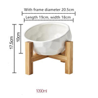 HKM-798739 Ceramic Pet Bowl with Oblique Mouth Design - Large Capacity Water and Rice Bowl in Pink, White, and Blue