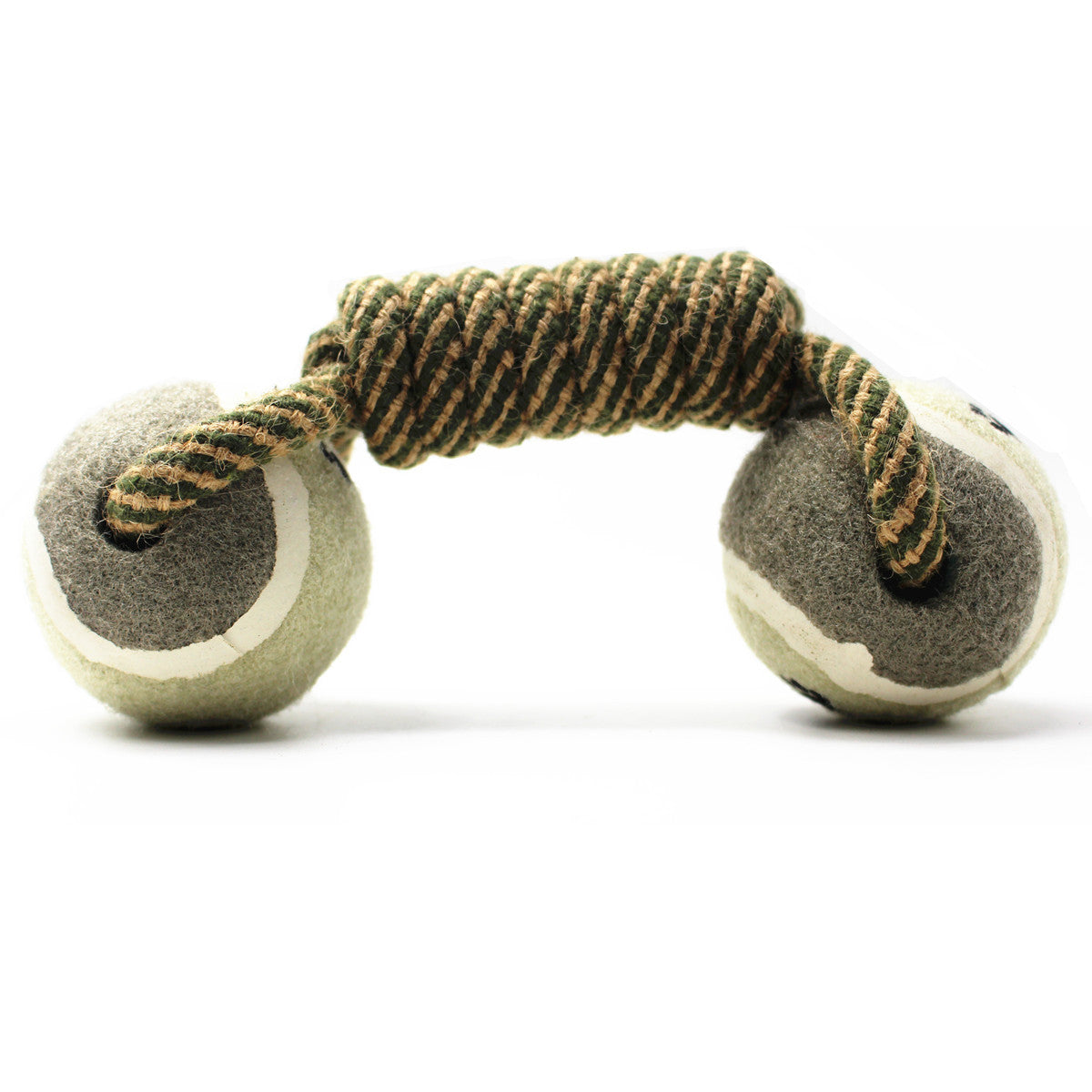 HKM-147859 Cotton Rope Dumbbell Toy with Elastic Rubber Ball for Dogs
