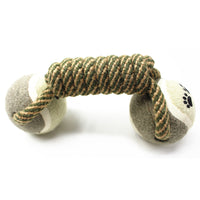HKM-147859 Cotton Rope Dumbbell Toy with Elastic Rubber Ball for Dogs