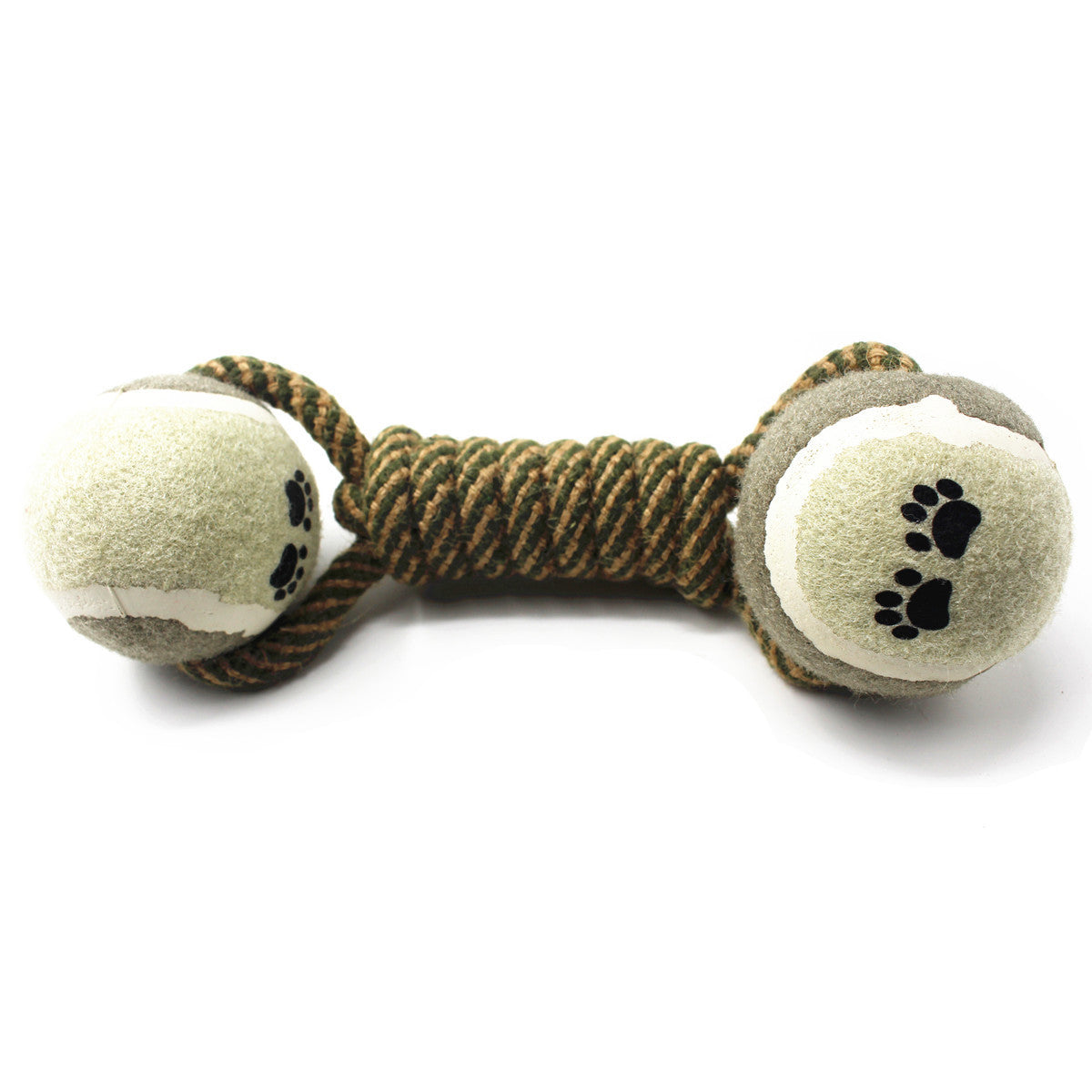 HKM-147859 Cotton Rope Dumbbell Toy with Elastic Rubber Ball for Dogs