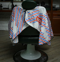 HKM-039891 Waterproof Barber's Cloak - Machine Washable High-Density Polyester Haircut Cape with Red and Blue Stripes