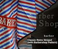 HKM-039891 Waterproof Barber's Cloak - Machine Washable High-Density Polyester Haircut Cape with Red and Blue Stripes