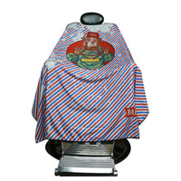 HKM-039891 Waterproof Barber's Cloak - Machine Washable High-Density Polyester Haircut Cape with Red and Blue Stripes
