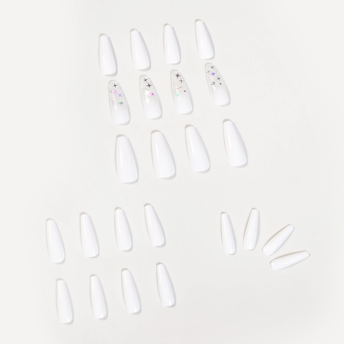 HKM-759699 Waterproof Nail Art Patches - 24 Removable Fake Nail Pieces, Size 10x30mm