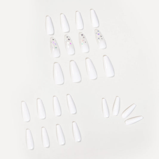HKM-759699 Waterproof Nail Art Patches - 24 Removable Fake Nail Pieces, Size 10x30mm