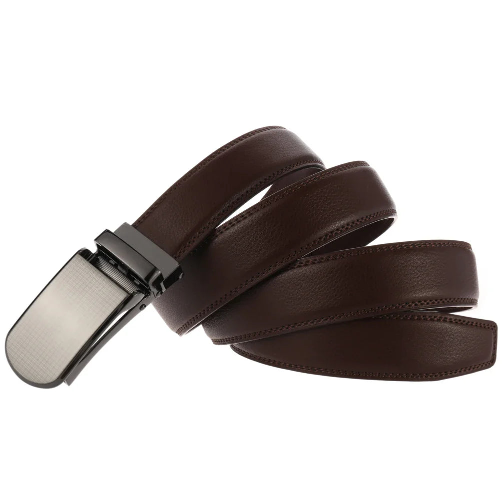 HKM-018771 Men's Cowhide Trousers Belt with Automatic Buckle, 3.0CM Width