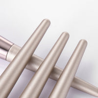HKM-038739 Champagne Gold Wooden Handle Makeup Brush Set - 7, 9, or 10 Brushes Available