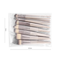 HKM-038739 Champagne Gold Wooden Handle Makeup Brush Set - 7, 9, or 10 Brushes Available