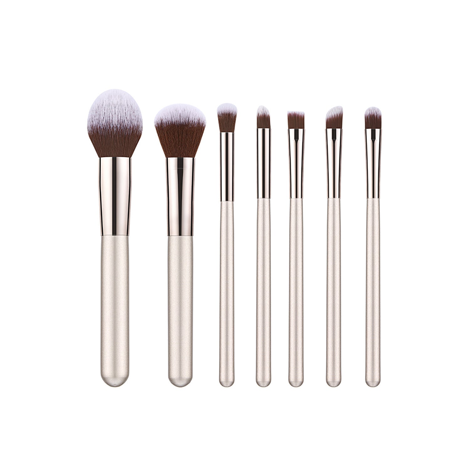 HKM-038739 Champagne Gold Wooden Handle Makeup Brush Set - 7, 9, or 10 Brushes Available