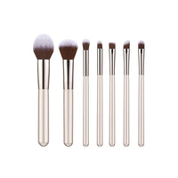 HKM-038739 Champagne Gold Wooden Handle Makeup Brush Set - 7, 9, or 10 Brushes Available