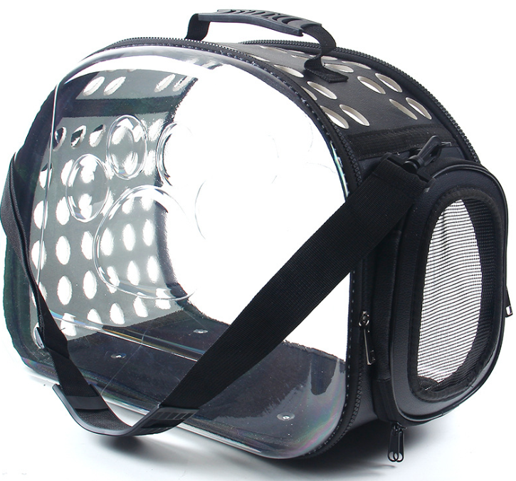 HKM-199379 Transparent Foldable Cat and Dog Backpack with Breathable 4-Sided Design